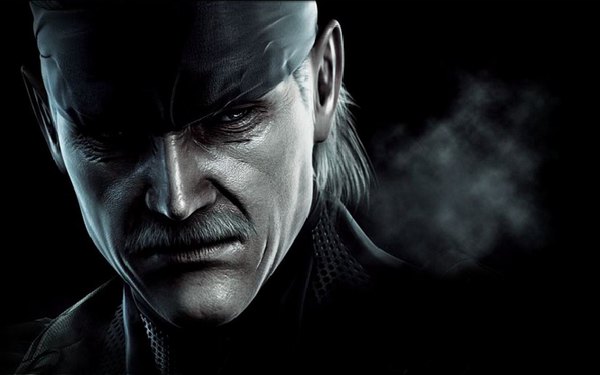 Anime picture 1330x833 with metal gear metal gear solid solid snake wide image white hair realistic official art 3d headband mustache old snake