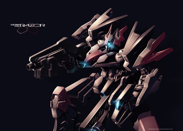 Anime picture 1600x1146 with mobilesuitgio simple background black background no people glow weapon mecha
