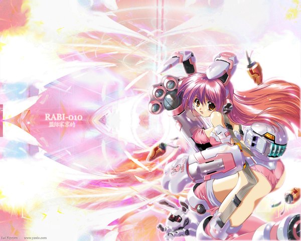 Anime picture 1280x1024 with di gi charat madhouse usada hikaru rabi en rose komatsu eiji bunny girl mecha musume girl