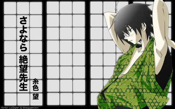 Anime picture 1920x1200 with sayonara zetsubou sensei shaft (studio) itoshiki nozomu highres wide image green eyes glasses