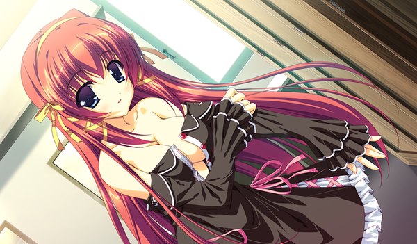 Anime picture 1536x900 with cure mate club (game) breasts blue eyes light erotic wide image game cg red hair girl