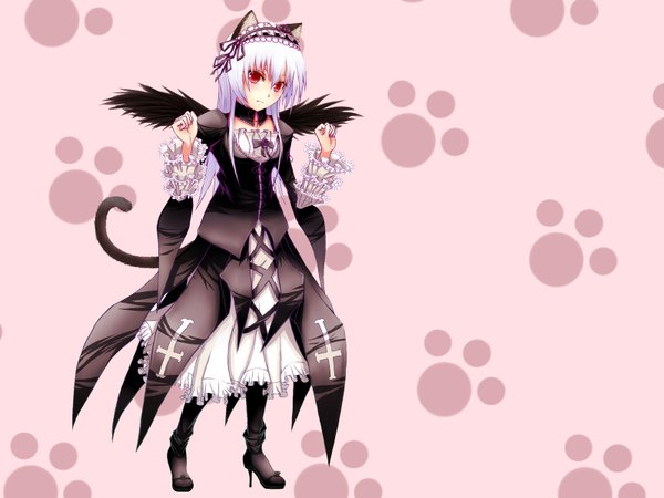 Anime picture 1600x1200 with rozen maiden suigintou cat girl girl tagme