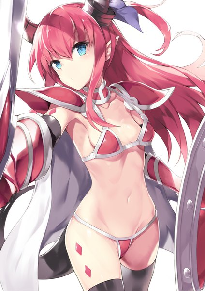 Anime picture 1157x1637 with fate (series) fate/grand order fate/extra fate/extra ccc elizabeth bathory (fate) (all) elizabeth bathory (brave) (fate) mafu9 single long hair tall image looking at viewer blush fringe breasts blue eyes light erotic simple background hair between eyes standing white background