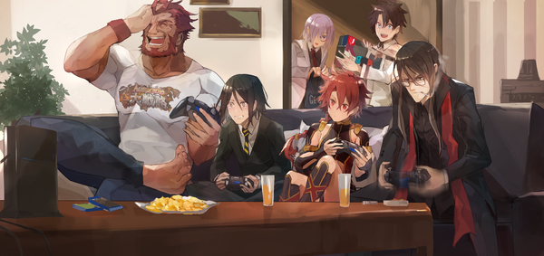 Аниме картинка 2804x1324 с fate (series) fate/grand order судьба/начало nintendo sony mash kyrielight fujimaru ritsuka (male) rider (fate/zero) waver velvet lord el-melloi ii alexander (fate/grand order) mono (jdaj) длинные волосы чёлка высокое разрешение открытый рот голубые глаза чёрные волосы улыбка волосы между глазами