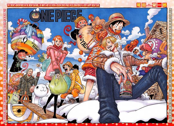 Anime picture 1924x1400 with one piece toei animation nami (one piece) monkey d. luffy roronoa zoro sanji tony tony chopper usopp oda eiichirou long hair blush fringe highres short hair open mouth black hair blonde hair smile standing sitting