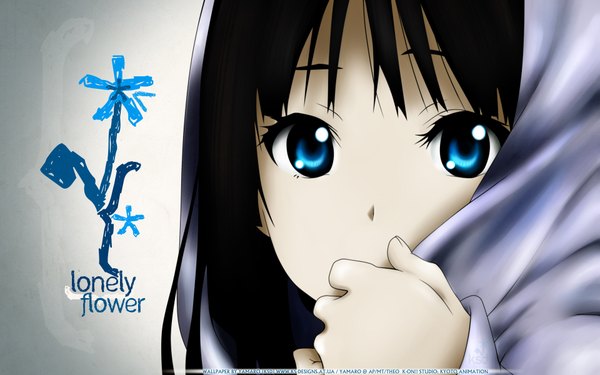 Аниме картинка 1920x1200 с кэйон! kyoto animation акияма мио высокое разрешение голубые глаза чёрные волосы широкое изображение крупный план девушка