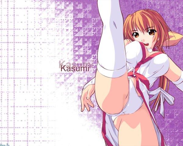 Anime picture 1280x1024 with dead or alive kasumi (doa) amei sumeru light erotic kick
