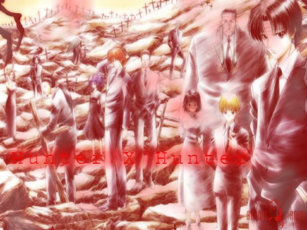 Anime picture 1024x768 with hunter x hunter hisoka (hunter x hunter) chrollo lucilfer feitan shizuku (hunter x hunter) machi (nagasarete airantou) pakunoda franklin majitani coltopi