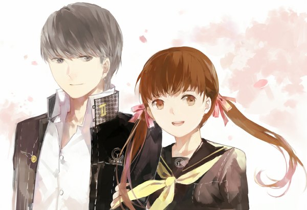 Аниме картинка 1000x688 с персона 4 персона narukami yuu doujima nanako cotta длинные волосы короткие волосы открытый рот каштановые волосы два хвостика карие глаза смотрит в сторону лёгкая улыбка ветер серые волосы серые глаза два хвостика (низкие) держаться за руки весна девушка