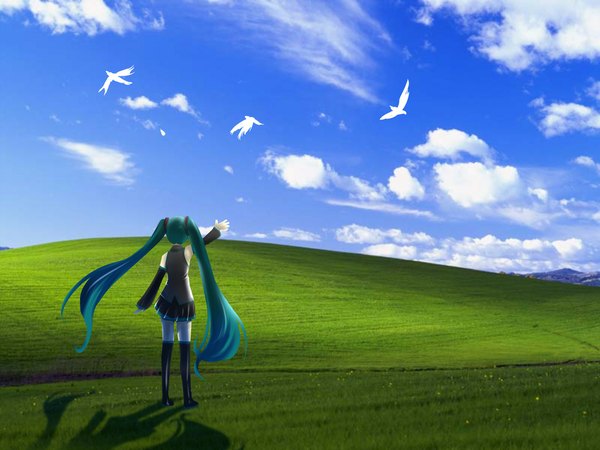 Anime picture 1024x768 with vocaloid windows (operating system) hatsune miku caffein girl