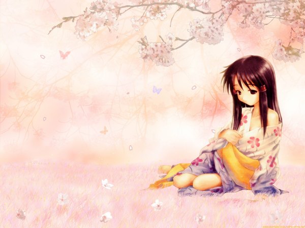 Anime picture 1584x1188 with goto p light erotic cherry blossoms spring girl close to omoi no kakera tachibana koyuki