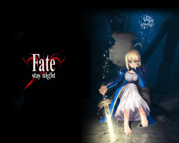 Anime picture 1280x1024 with fate (series) fate/stay night studio deen type-moon artoria pendragon (all) saber sword