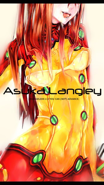 Anime picture 846x1500 with neon genesis evangelion rebuild of evangelion evangelion: 3.0 you can (not) redo gainax soryu asuka langley shikinami asuka langley asuke yuki single long hair tall image blush light erotic standing red hair teeth wet hand on hip covered navel letterboxed arched back