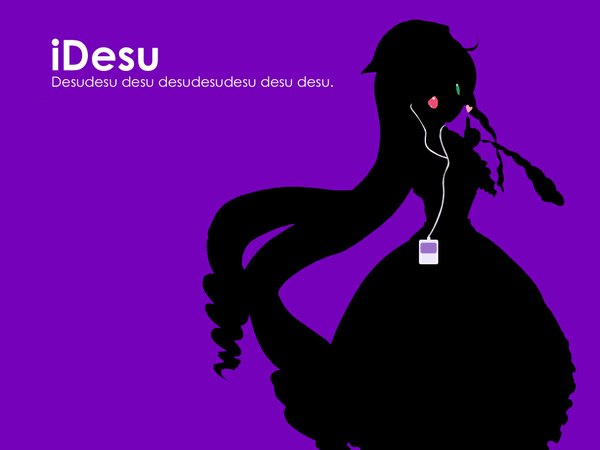 Anime picture 1024x768 with rozen maiden ipod suiseiseki purple background silhouette parody