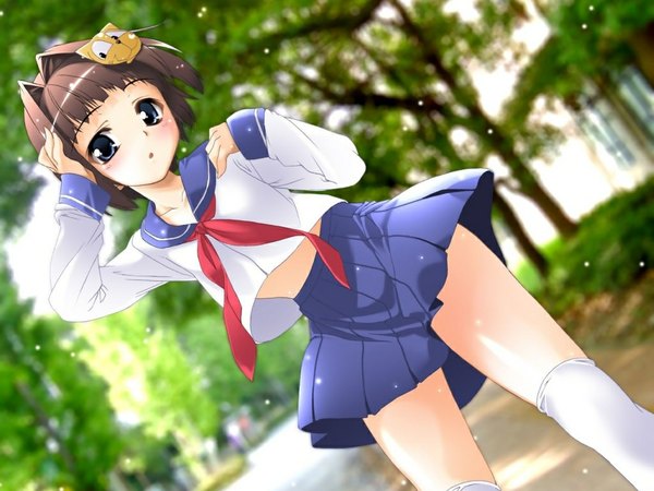 Anime picture 1024x768 with thighhighs uniform school uniform tagme