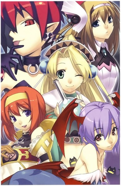 Anime picture 788x1207 with disgaea ar tonelico cross edge atelier (series) vampire / darkstalkers (game) atelier marie spectral souls capcom gust (company) etna (disgaea) lilith aensland aurica nestmile marie (atelier) meu (spectral souls) hirano katsuyuki long hair tall image looking at viewer fringe short hair