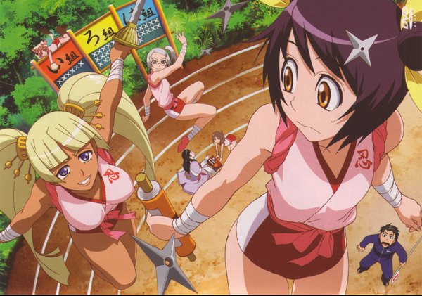 Anime picture 3176x2229 with himawari hinata himawari highres shuriken azami shikimi yusura himeji marikoji hayato tsukiyohime