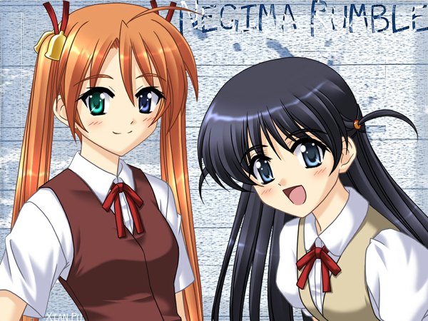 Anime picture 1024x768 with mahou sensei negima! school rumble kagurazaka asuna tsukamoto tenma twintails crossover cropped tagme