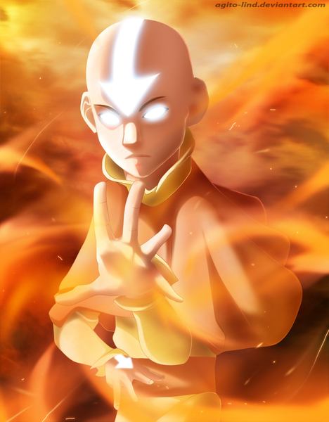 Anime picture 1000x1281 with avatar: the last airbender nickelodeon aang aagito single tall image sky cloud (clouds) coloring magic glowing glowing eye (eyes) bald blank eyes boy belt