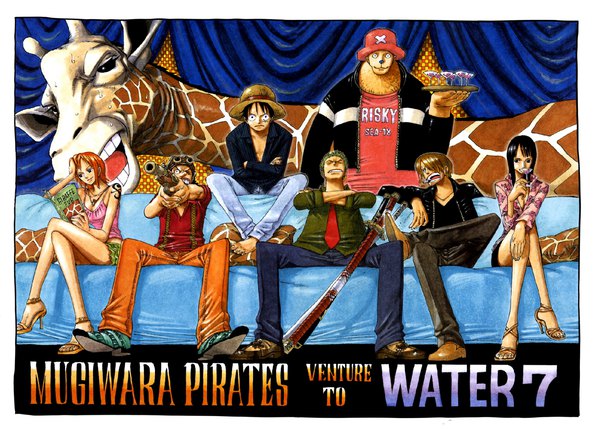 Anime picture 1959x1402 with one piece toei animation nami (one piece) monkey d. luffy nico robin roronoa zoro sanji tony tony chopper usopp oda eiichirou long hair looking at viewer fringe highres short hair open mouth black hair blonde hair hair between eyes standing