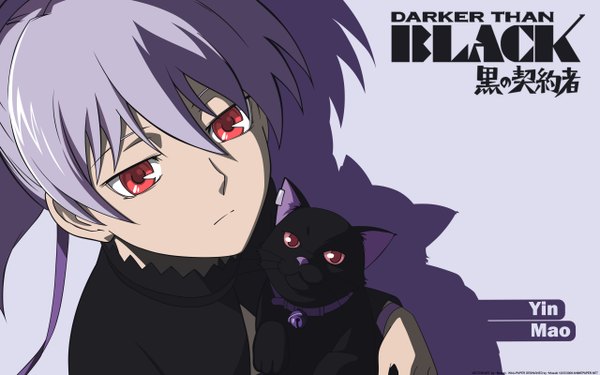 Anime picture 2560x1600 with darker than black studio bones yin (darker than black) mao (darker than black) highres wide image cat