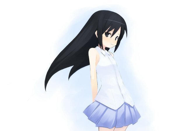 Anime picture 1065x800 with single long hair black hair black eyes tagme
