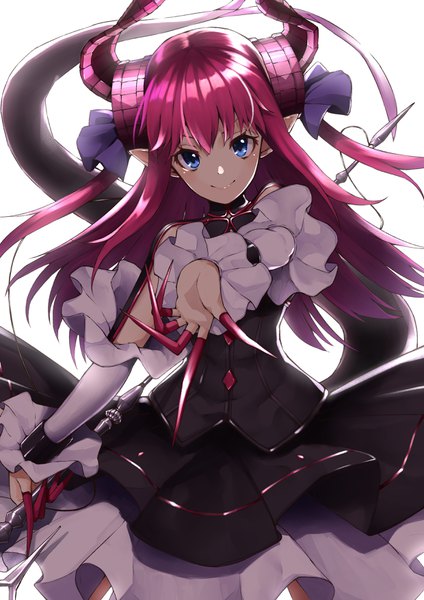 Anime picture 2480x3507 with fate (series) fate/extra fate/extra ccc elizabeth bathory (fate) (all) elizabeth bathory (fate) hachiroku (hatirokusann86) single long hair tall image looking at viewer blush fringe highres blue eyes simple background smile hair between eyes standing white background holding