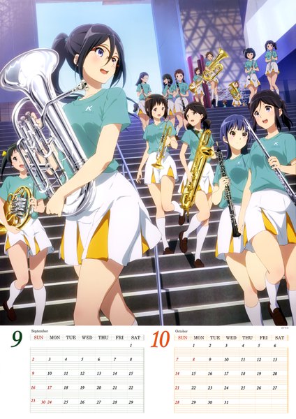 Anime picture 4970x7032 with hibike! euphonium kyoto animation tagme (character) tanaka asuka yoroizuka mizore kasaki nozomi nakaseko kaori ogasawara haruka long hair tall image highres short hair open mouth black hair twintails multiple girls blue hair absurdres ponytail :d