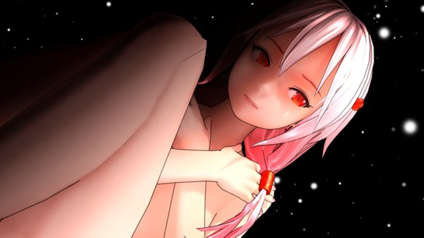 Anime picture 1920x1080 with guilty crown production i.g yuzuriha inori tagme (artist) single long hair highres light erotic red eyes wide image twintails looking away pink hair nude low twintails girl hair ornament