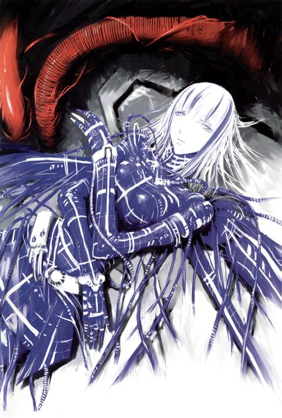 Anime picture 1119x1653 with blame! cibo nihei tsutomu single long hair tall image silver hair girl wire (wires)