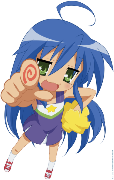 Anime picture 1662x2615 with lucky star kyoto animation izumi konata single long hair tall image green eyes blue hair ahoge transparent background cheerleader girl