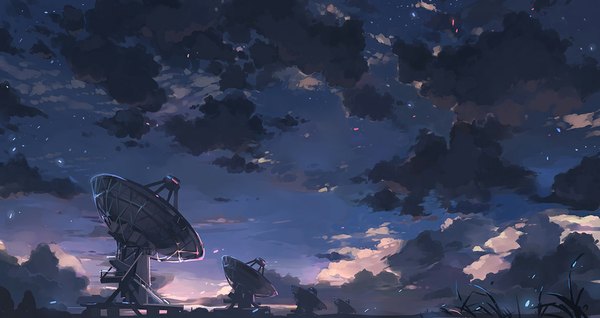 Anime picture 1169x620 with original huanxiang huifeng wide image sky cloud (clouds) night night sky no people landscape scenic antenna