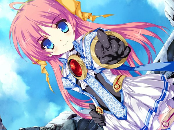 Anime picture 1024x768 with walpurgis (game) long hair blue eyes pink hair game cg loli girl gloves