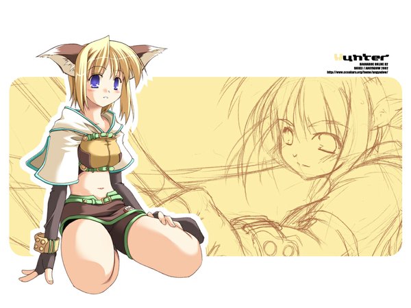 Anime picture 1024x768 with ragnarok online animal ears cat girl girl hunter