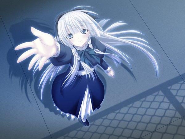 Anime picture 1200x900 with vestige (game) blue eyes game cg white hair girl