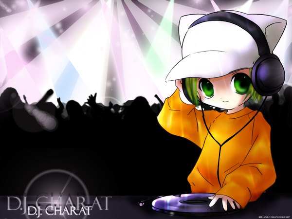 Anime picture 1600x1200 with di gi charat madhouse dejiko dj headphones