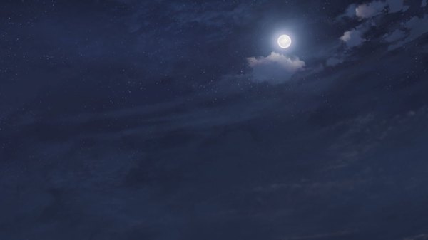 Anime picture 1280x720 with original hatsuame syoka wide image cloud (clouds) night sky landscape moon star (stars)