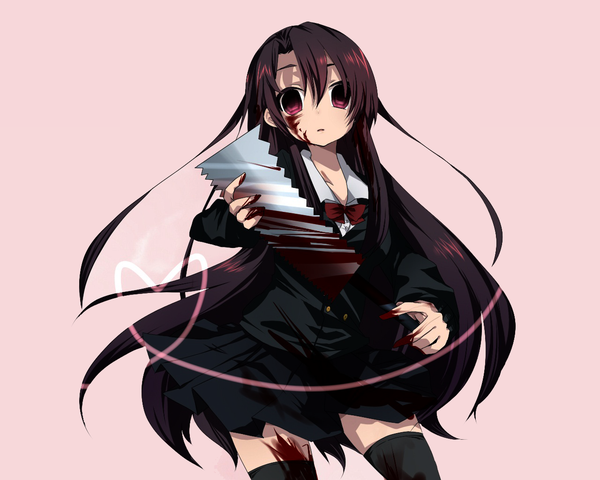 Anime picture 1280x1024 with school days katsura kotonoha thighhighs blood tagme