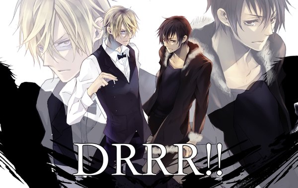 Anime picture 1617x1023 with durarara!! brains base (studio) orihara izaya heiwajima shizuo boy