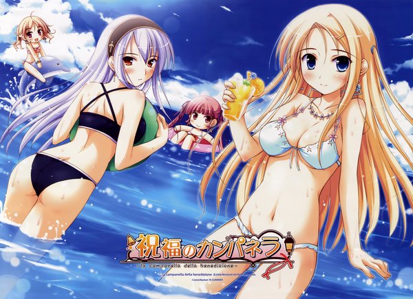 Anime picture 6095x4420 with shukufuku no campanella carina verritti minette chelsea arcot agnes boulange ko~cha highres light erotic swimsuit bikini black bikini