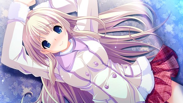 Anime picture 2048x1152 with soukyuu no soleil skyfish (studio) tsurugi hagane long hair highres blue eyes blonde hair wide image game cg girl