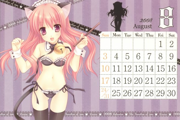 Anime picture 2075x1388 with zero no tsukaima j.c. staff louise francoise le blanc de la valliere tatekawa mako highres light erotic calendar 2008 calendar