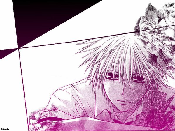 Anime picture 1024x768 with kaichou wa maid-sama! takumi usui short hair wallpaper monochrome boy