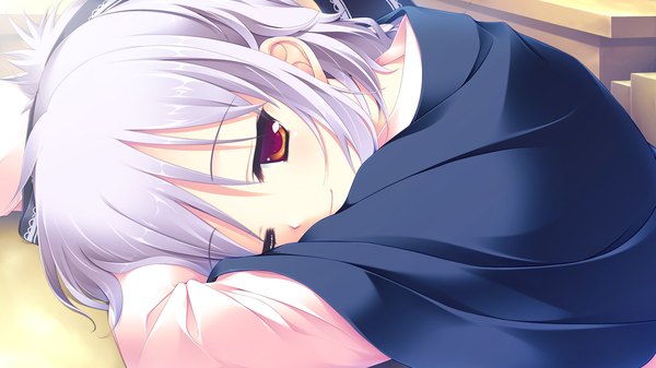Anime picture 1024x576 with sugirly wish tsukigase anna short hair red eyes wide image game cg white hair girl
