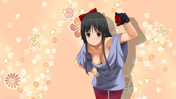 Anime picture 1920x1080 with k-on! kyoto animation akiyama mio highres breasts light erotic wide image bow hair bow