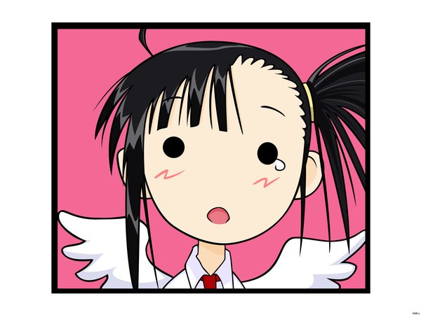 Anime picture 1600x1200 with mahou sensei negima! sakurazaki setsuna chibi angel solid eyes wings
