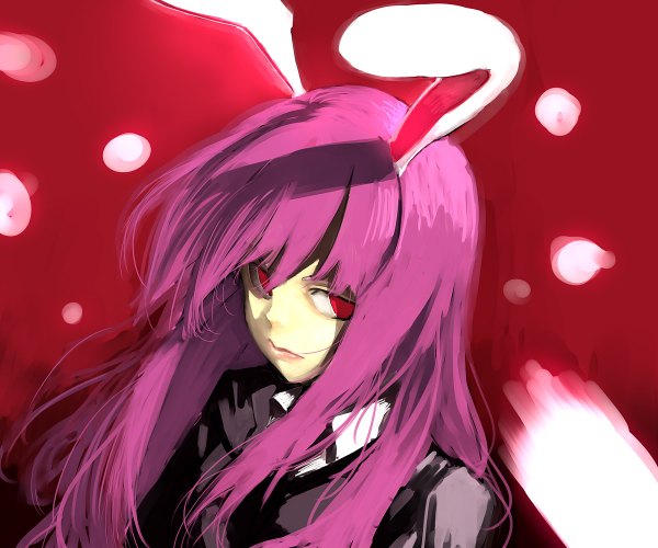 Anime picture 1200x1000 with touhou reisen udongein inaba hama2224 single long hair red eyes animal ears pink hair bunny ears bunny girl red background girl