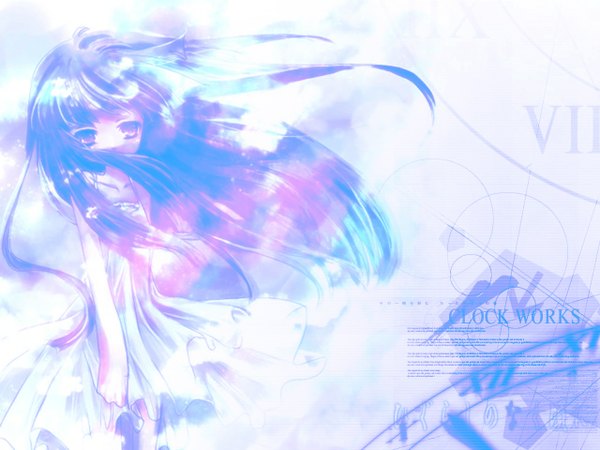 Anime picture 1280x960 with higurashi no naku koro ni studio deen furude rika blue hair purple hair wallpaper dress