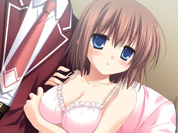 Anime picture 1024x768 with 11 eyes doga kobo minase yuka short hair blue eyes light erotic brown hair game cg girl