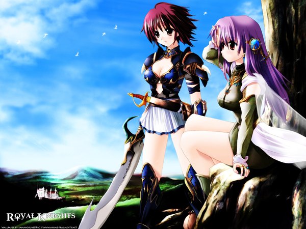 Anime picture 1600x1200 with multiple girls girl weapon 2 girls sword tagme